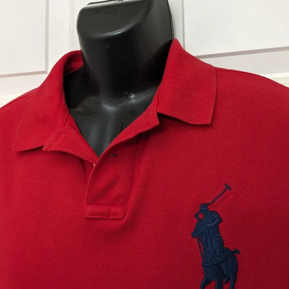 POLO RALPH LAUREN Men's Collar No 3 T-Shirts Size Large Red - Picture 3 of 10